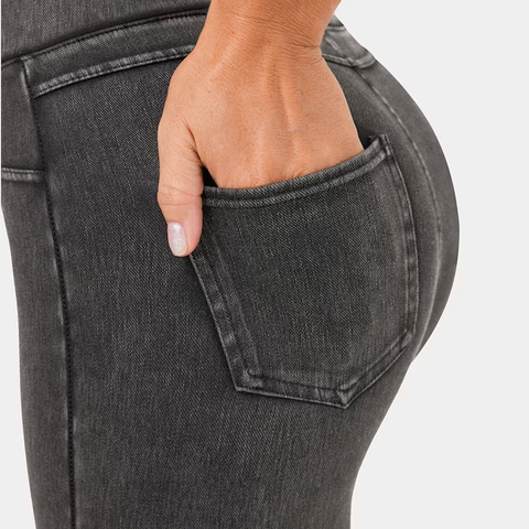 Stretch-Jeansleggings mit hoher Taille