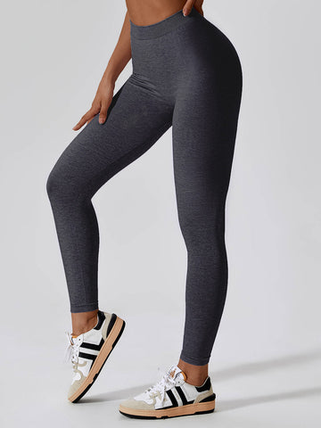 Nahtlose Leggings mit V-Ausschnitt und melierter Rückseite 