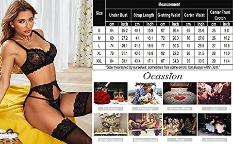 Avidlove Dessous-Set mit Spitzen-Strumpfband und Bügel, Push-Up-Dessous-Set (ohne Strümpfe) 