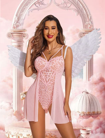 Lencería Babydoll Avidlove para camisón de encaje con entrepierna a presión y estampado floral 