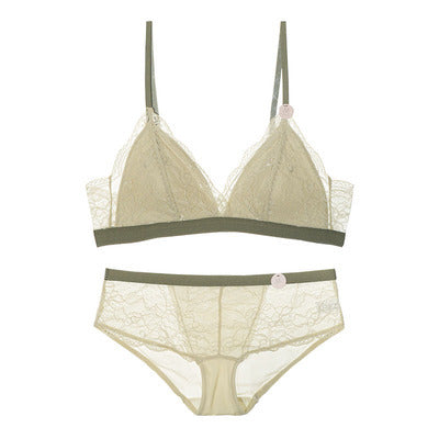 Women Push Up Thin Triangle Cup Lace Lingerie Set