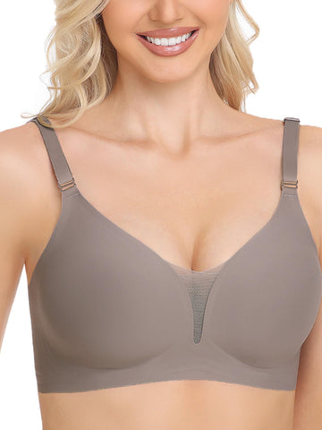 Sujetadores de malla para mujer, sin aros, cómodos, push up, bralettes para mujer con soporte y sujetador gris