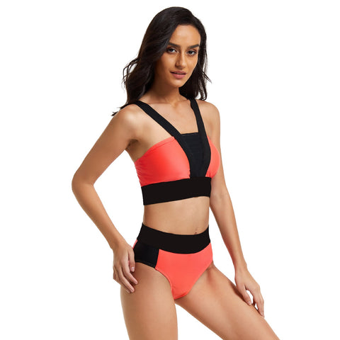 Bademode Bikini Neckholder-Top mit High Waist-Unterteil