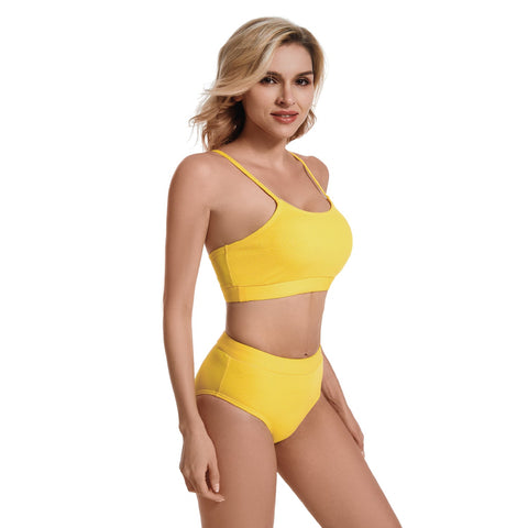 Bikini-Badeanzug mit hoher Taille, zweiteiliger Badeanzug