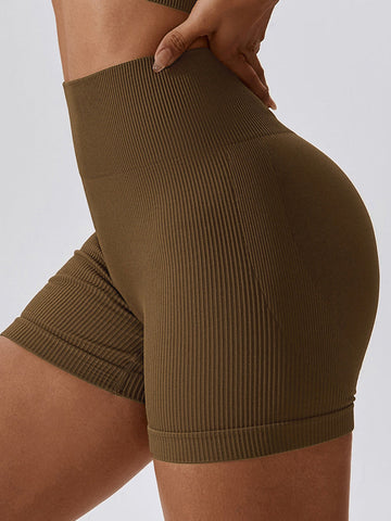 Seamless Rib Tummy Control Yoga Shorts