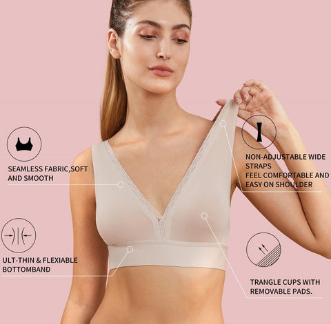 Bralettes für Damen V-Ausschnitt-BHs für Damen Beige