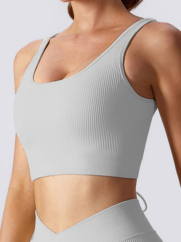 Live In – Geripptes, langes Crop-Top mit Riemchendesign 