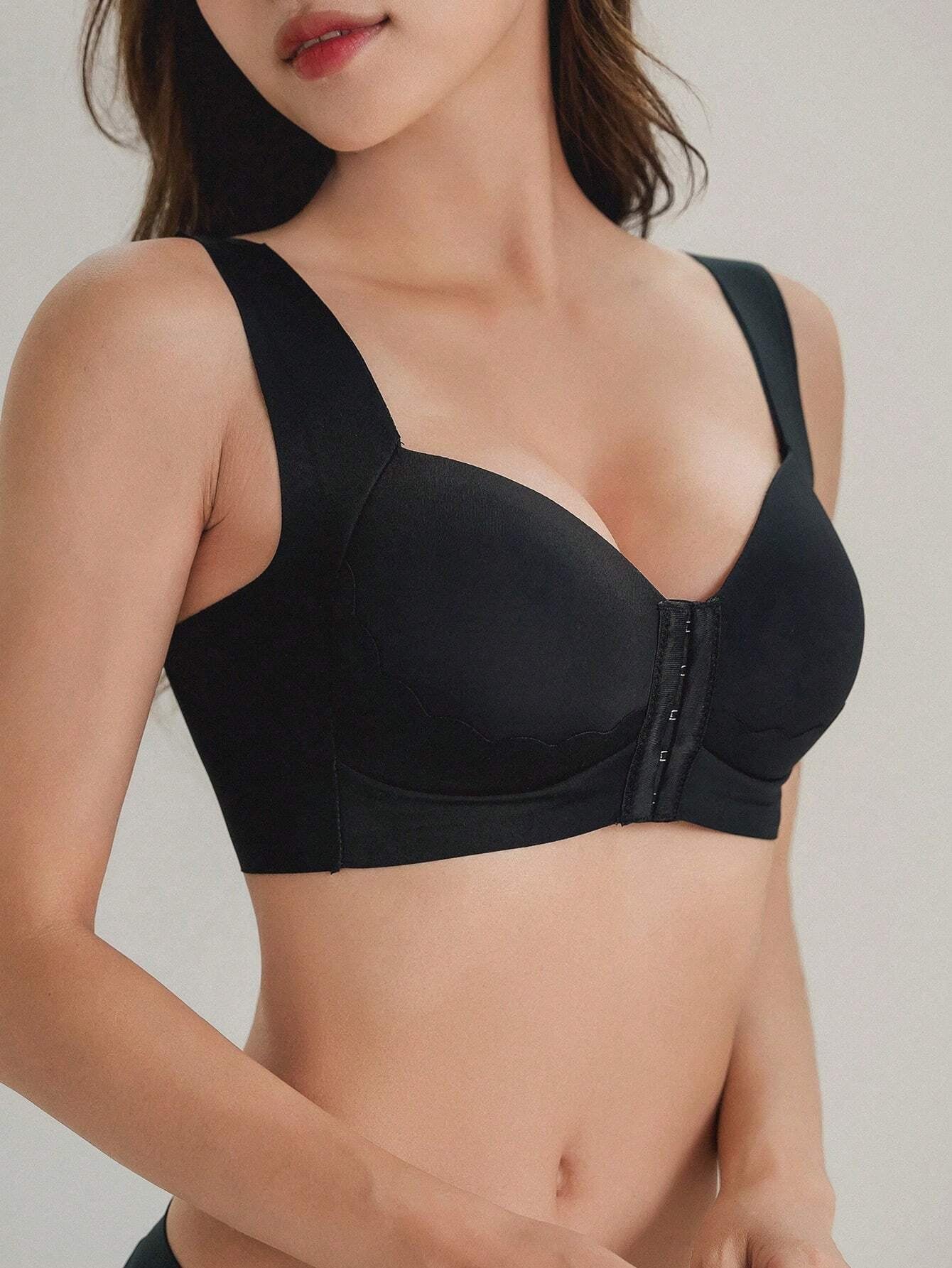 Hook And Eye Underwire Bra Black