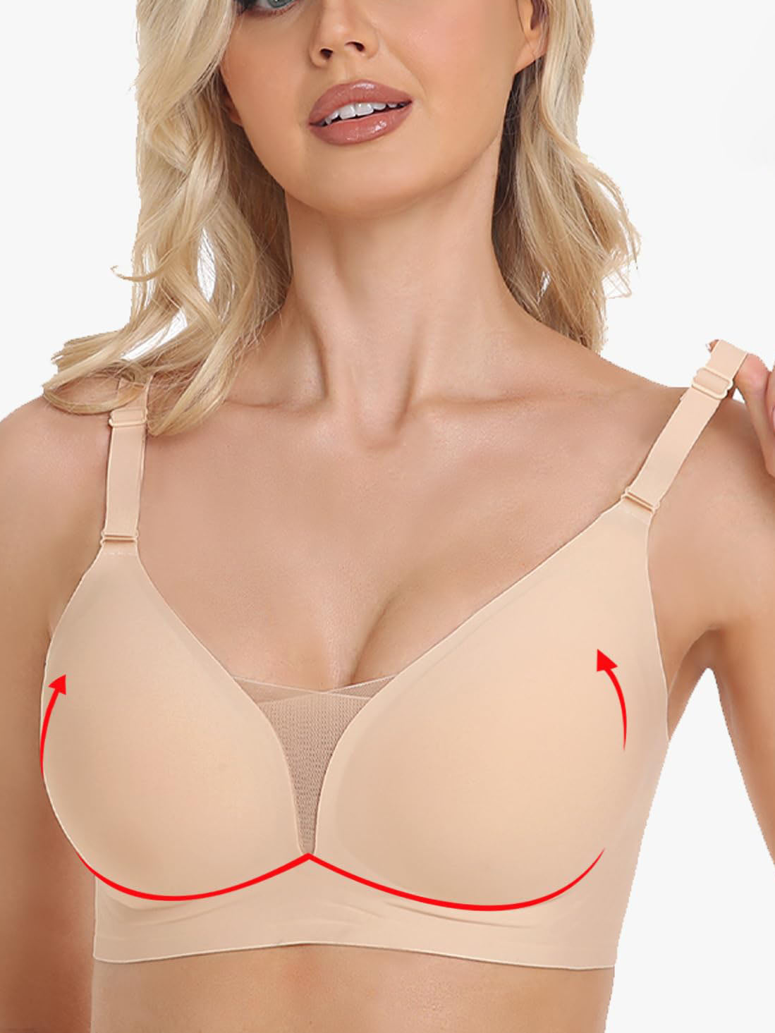 Mesh Bras for Women No Underwire Wireless Comfort Lift Push Up Bralettes for Women with Support and Bra Cornsilk