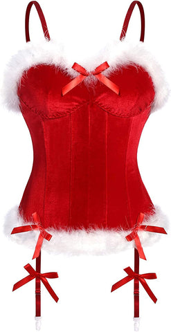 Avidlove Weihnachts-Dessous für Weihnachtsmann-Kostüm, Bustier, Korsett, Top, Body, Strumpfhalter, Dessous 