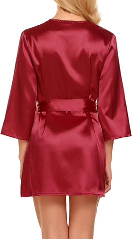 Avidlove Kimono-Robe, kurz, Satin, rein, kurz, seidig 