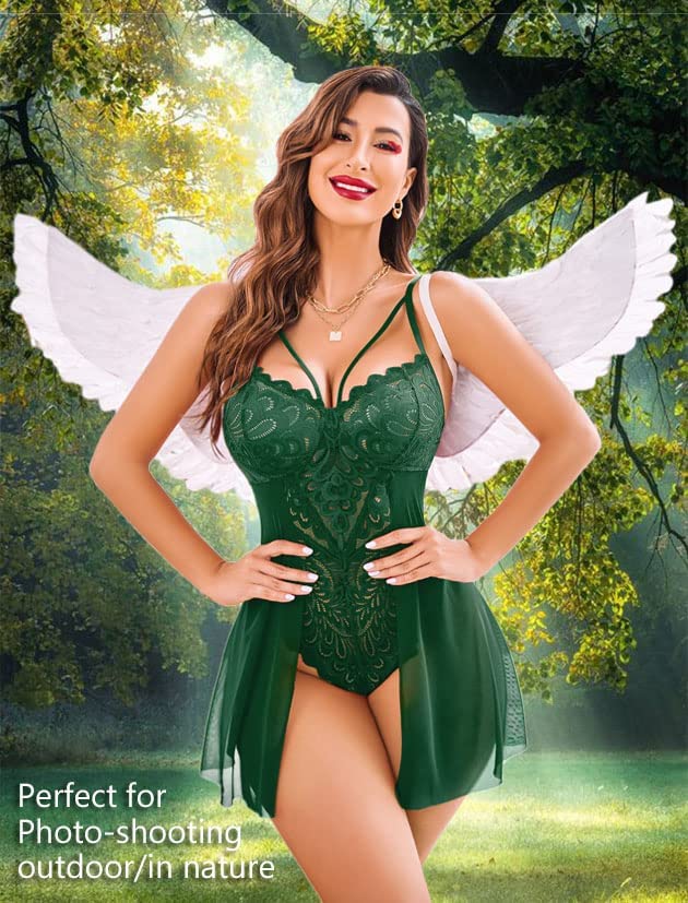 Avidlove Babydoll-Dessous für Blumenmuster, Druckknopf-Schritt, Teddy-Chemise, Nachthemd, Spitzen-Nachthemd 