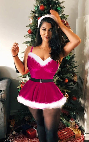 Avidlove Christmas Lingerie Santa Costume For V Neck Velvet Lingerie