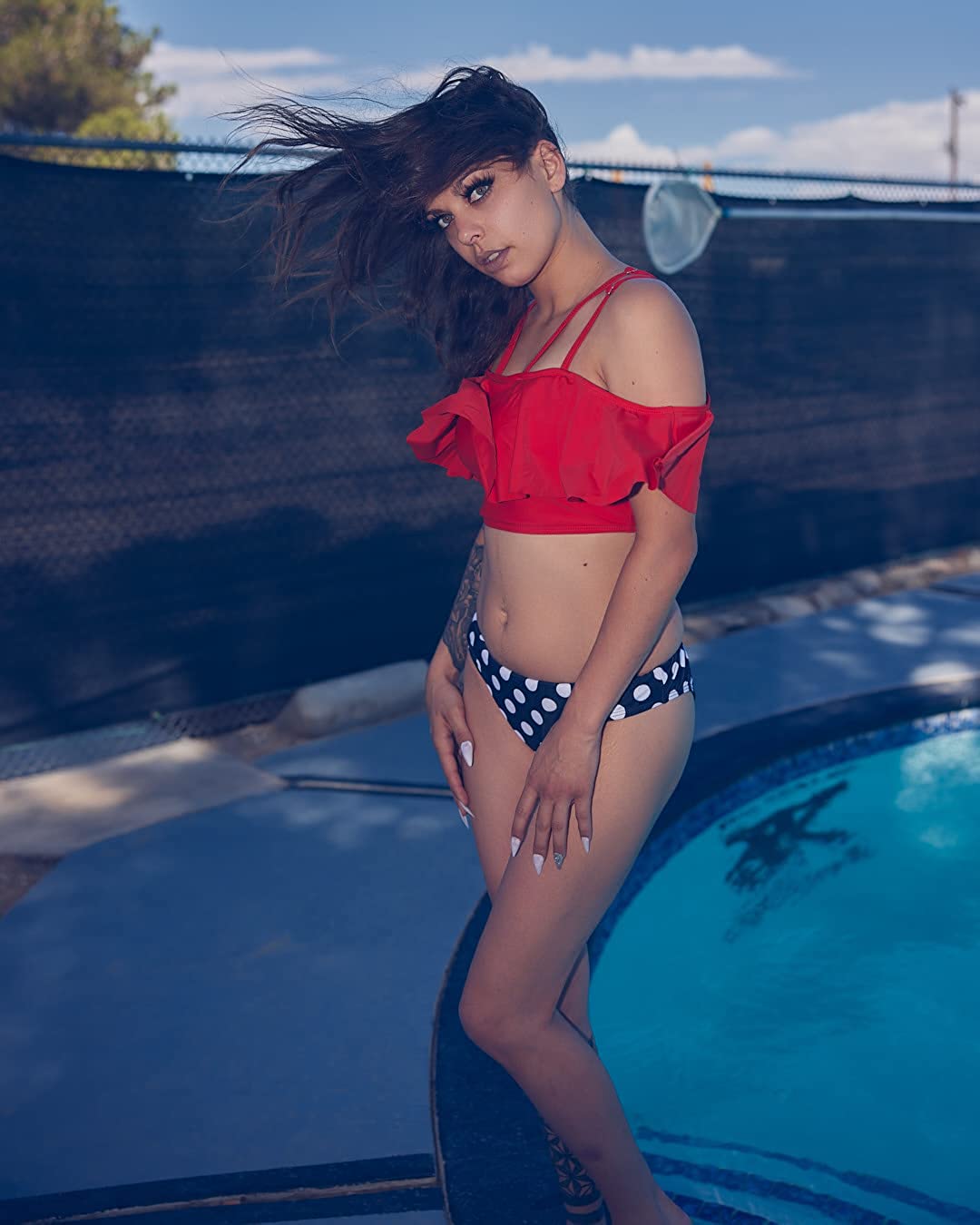 Avidlove Swimsuits for Two Piece Bathing Suits Ruffled Flounce Top with High Waisted Bottom Bikini Set