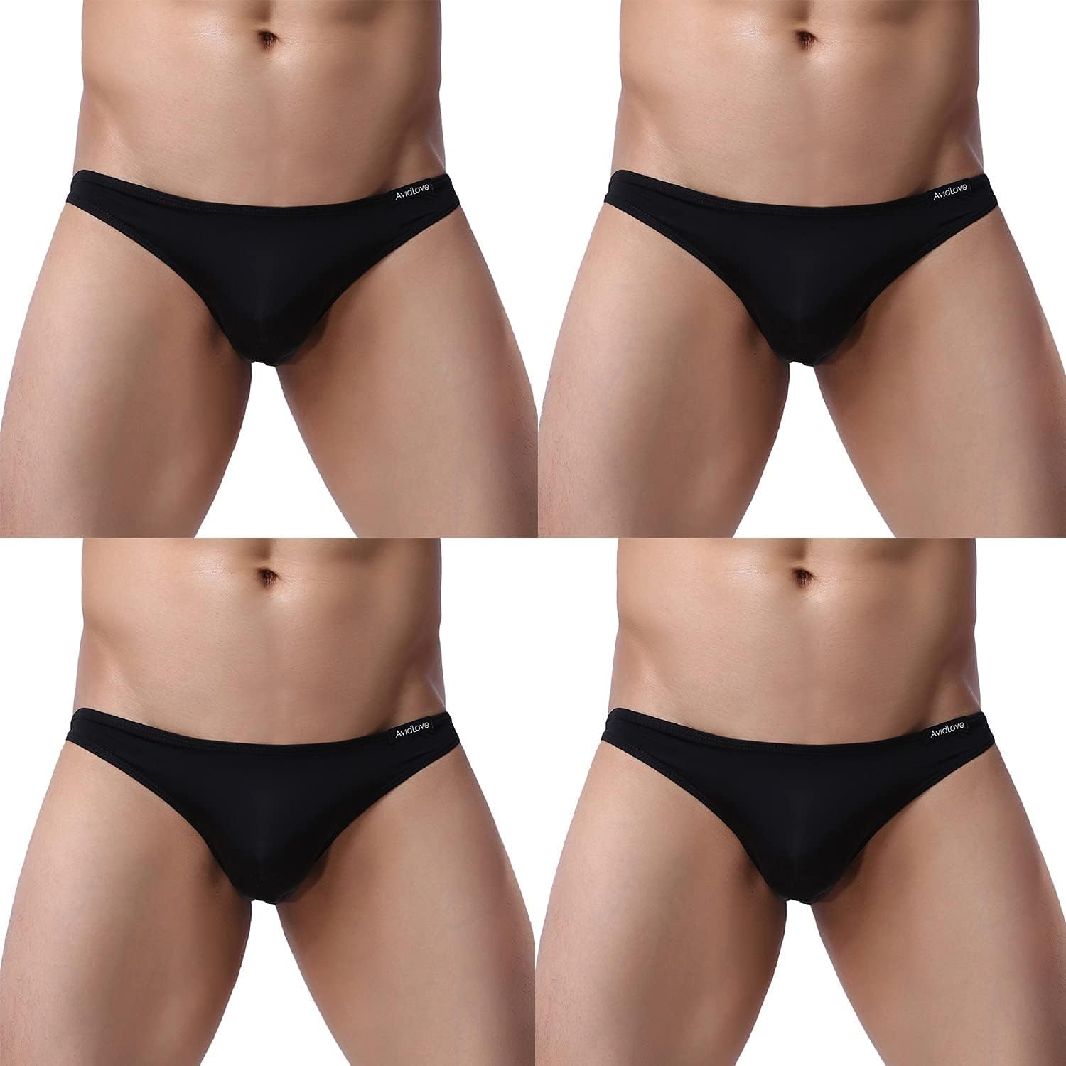 Avidlove Underwear Herren-Bikinislips, 4er-Pack, klassisch, niedrig geschnitten, dehnbar, mit Hüfte 