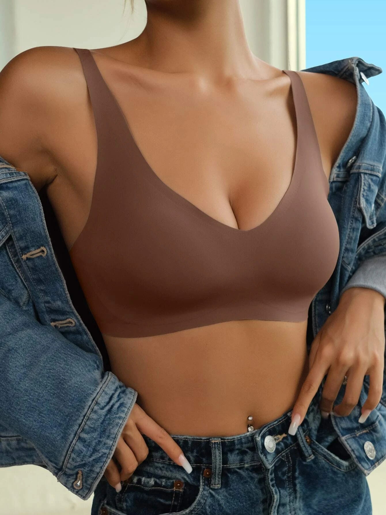 Solid Seamless Bralette Brown