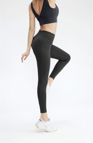 Stretch-Sport-Leggings mit hoher Taille und Taschen