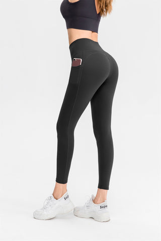 Stretch-Sport-Leggings mit hoher Taille und Taschen