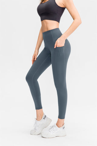 Stretch-Sport-Leggings mit hoher Taille und Taschen