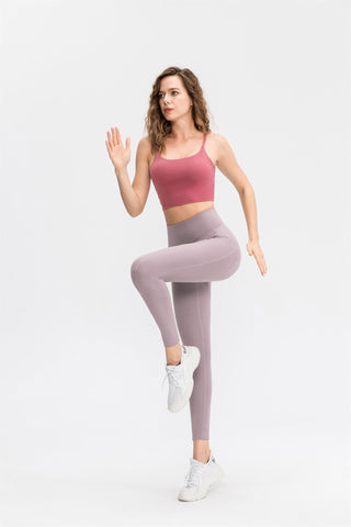 Stretch-Sport-Leggings mit hoher Taille und Taschen