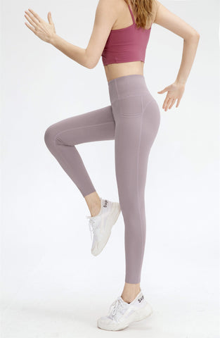 Stretch-Sport-Leggings mit hoher Taille und Taschen