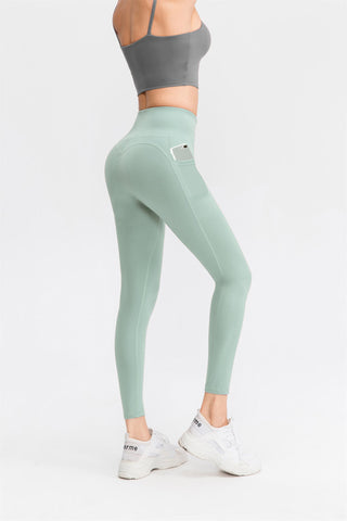 Stretch-Sport-Leggings mit hoher Taille und Taschen