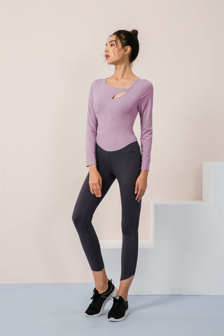 Long Sleeve Cut Out Hole Sports Top