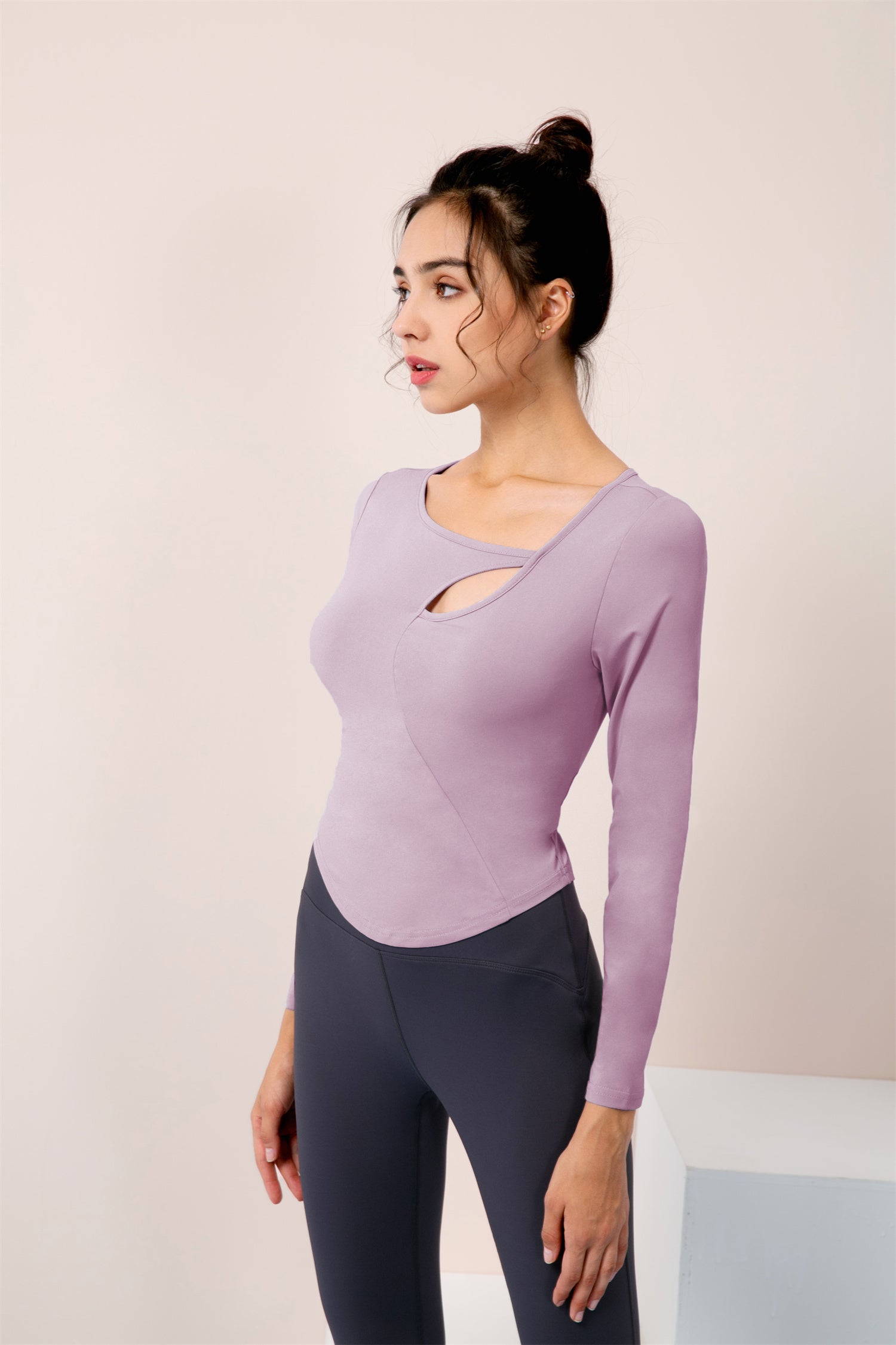 Long Sleeve Cut Out Hole Sports Top