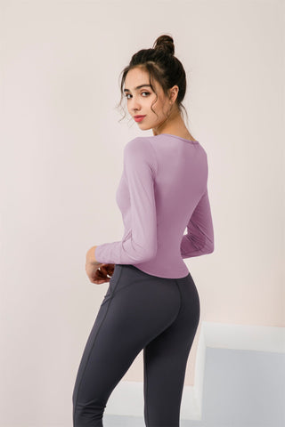 Long Sleeve Cut Out Hole Sports Top