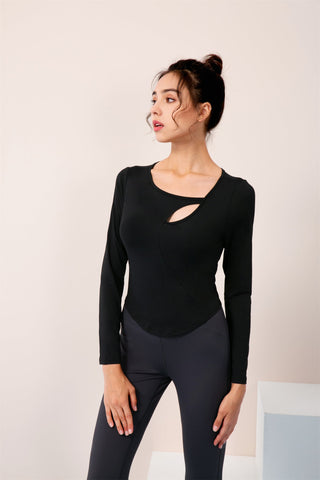 Long Sleeve Cut Out Hole Sports Top