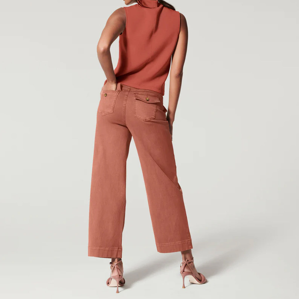 Stretch Twill Cropped Wide Leg Pant