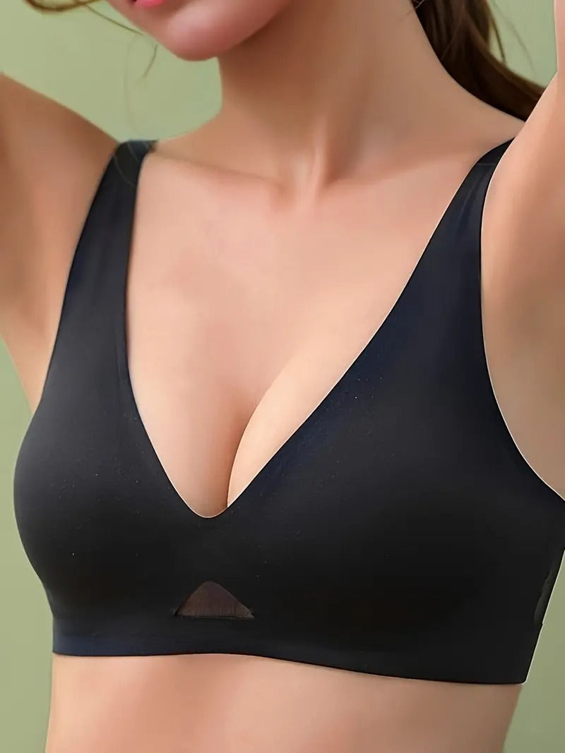 Smooth Comfortable Breathable Mesh Cool Feeling Wireless Bra Black