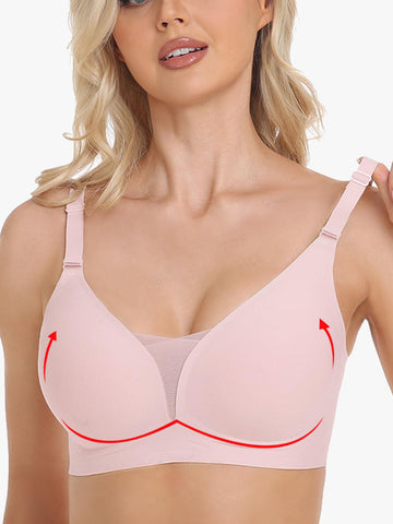 Mesh Bras for Women No Underwire Wireless Comfort Lift Push Up Bralettes for Women with Support and Bra Pink