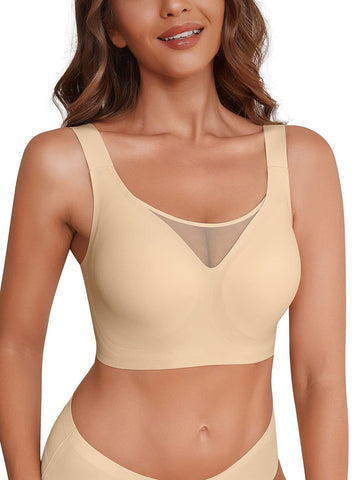 Seamless Wireless V Neck Beige