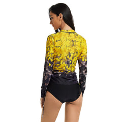 Side Adjust Long Sleeve Two Piece Swimsuits for Women