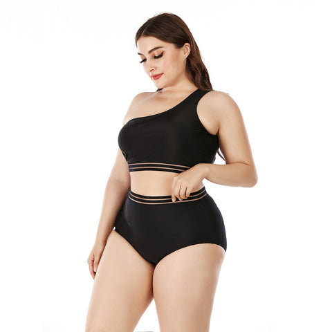 Traje de baño bikini de dos piezas de talla grande, traje de baño de cintura alta