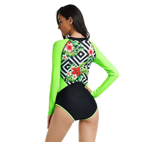 Long Sleeve Swimsuit Floral Printed Bathing Suit