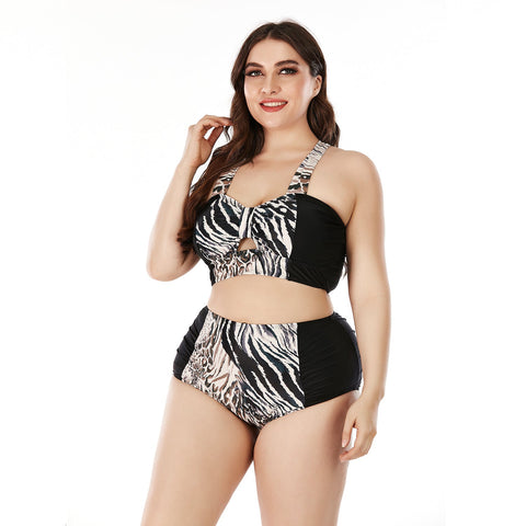 SiySiy Plus Size One Piece Swimsuits High Waisted Leopard Print