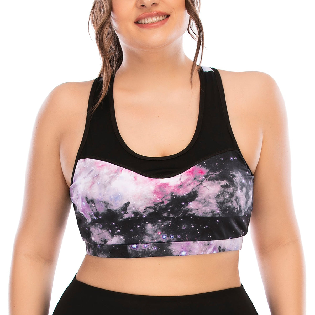 Tops de yoga de talla grande con estampado de estrellas para mujer