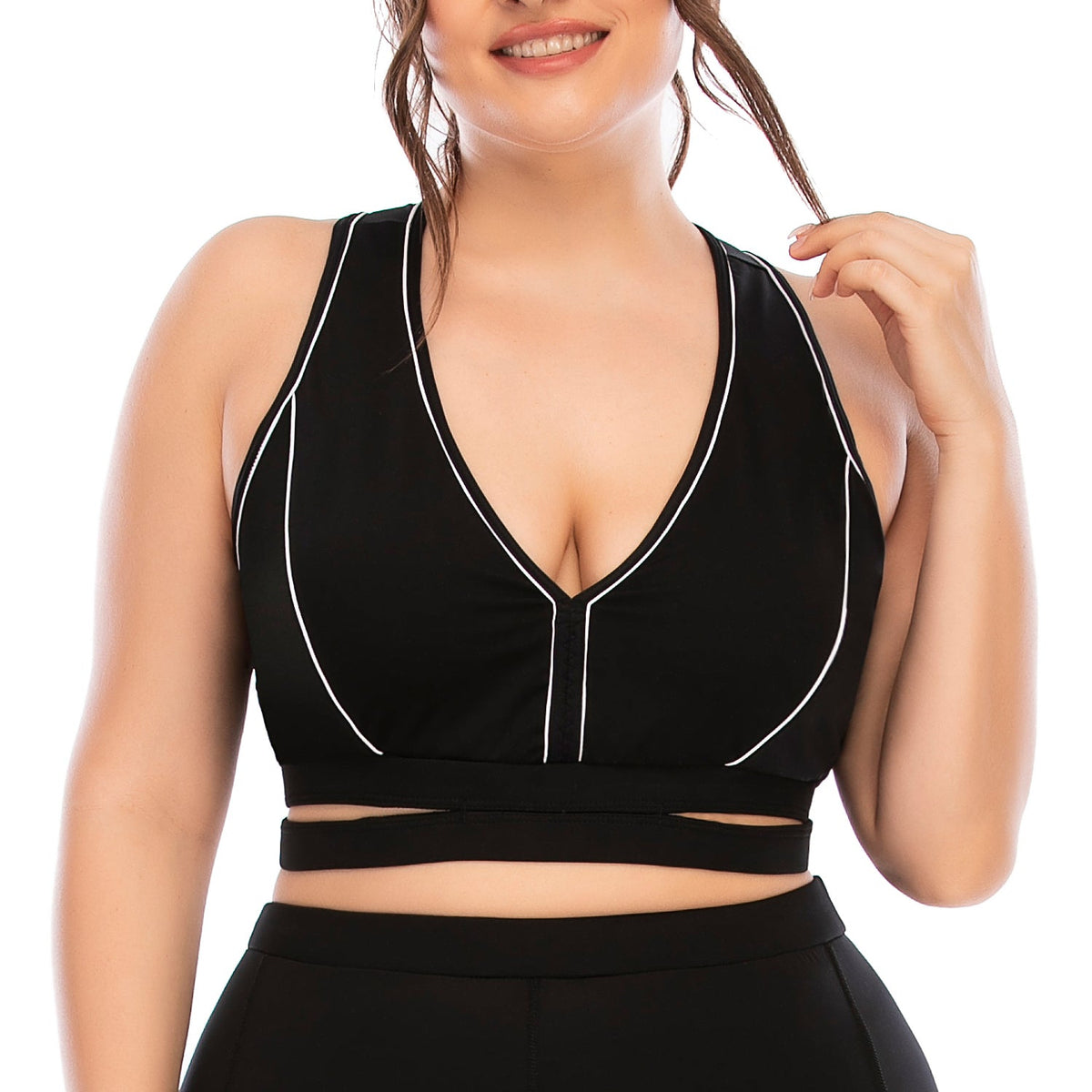 Racing Back Bra High Impact Workout Tops Plus Size