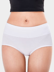 Soft Cotton High-Cut Briefs Breathable Panties White