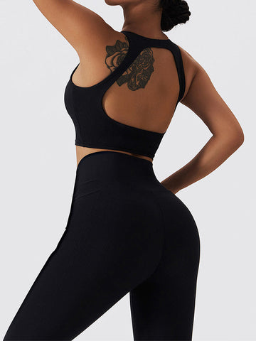 Live In Rib Crew Neck Backless Crop Top