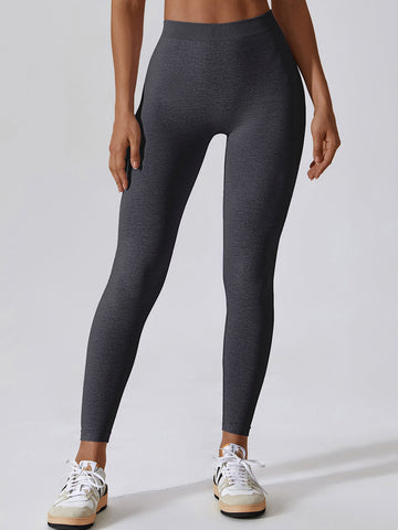 Nahtlose Leggings mit V-Ausschnitt und melierter Rückseite 