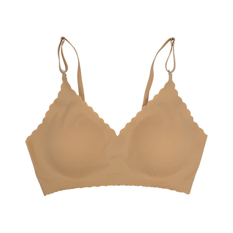 Semicircle Decorative Border Wireless Bra Tan