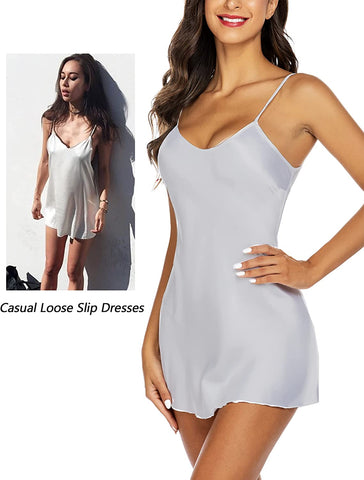 Avidlove Sleepwear Satin Nightgown Mini Slip Chemise Short Nightwear