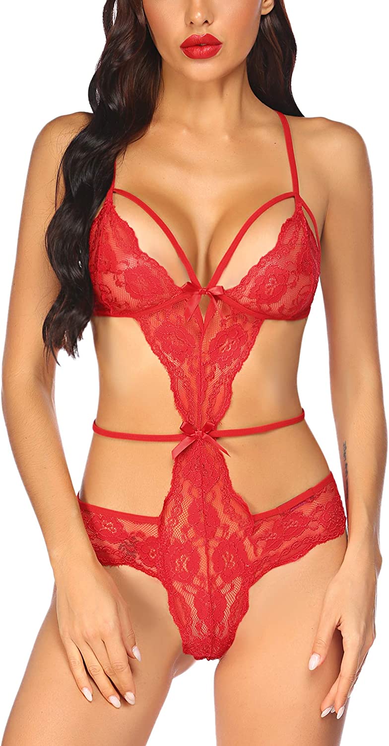 Body de encaje de Avidlove Lingerie con tiras y mini body de una pieza tipo babydoll 