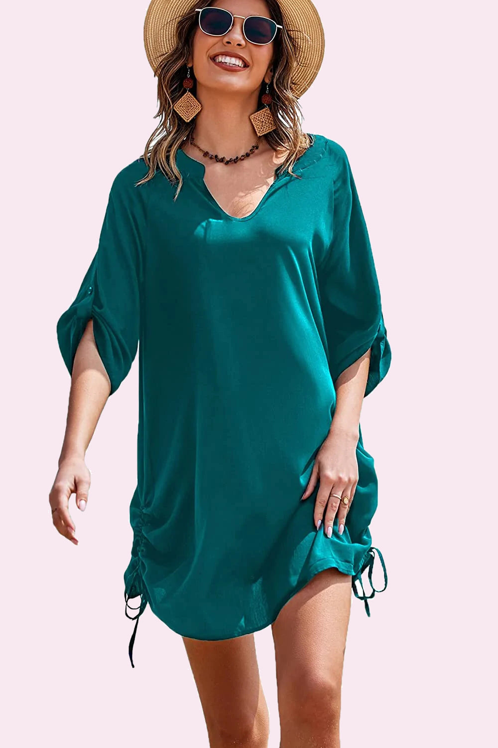Avidlove Swimsuit Coverup for Beach Cover Up Dress V-Neck Bathing Suit Cover Ups Casual Loose Bikini Tunic Top
