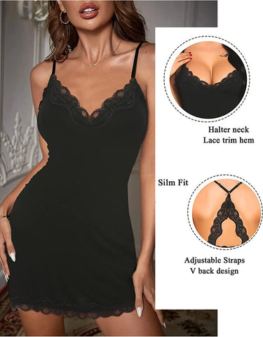 Avidlove Nachtwäsche Chemise Dessous Baumwolle Nachthemden für Frauen 