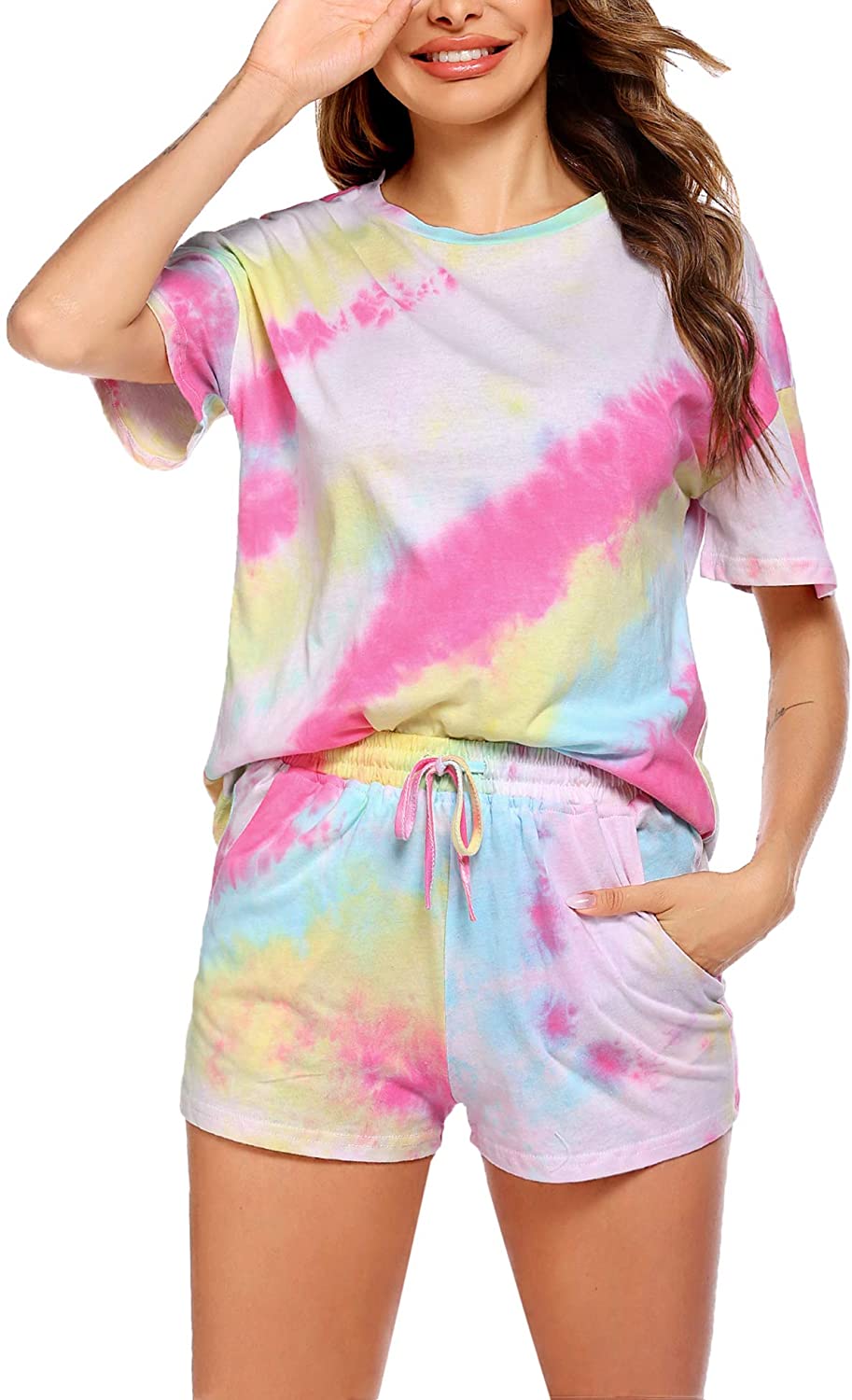 Conjunto de pijama con estampado tie dye 