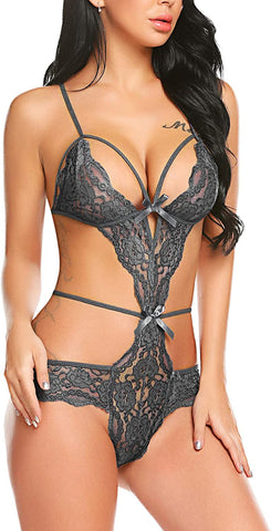 Body de encaje de Avidlove Lingerie con tiras y mini body de una pieza tipo babydoll 